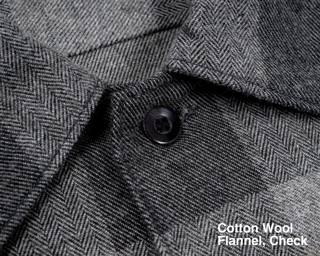 WORKERS ワーカーズ Open Collar Shirt, Cotton Wool Flannel, Check