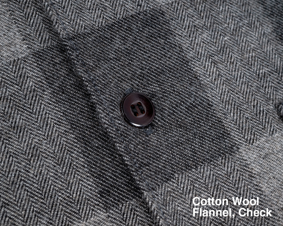 WORKERS ワーカーズ Open Collar Shirt, Cotton Wool Flannel, Check
