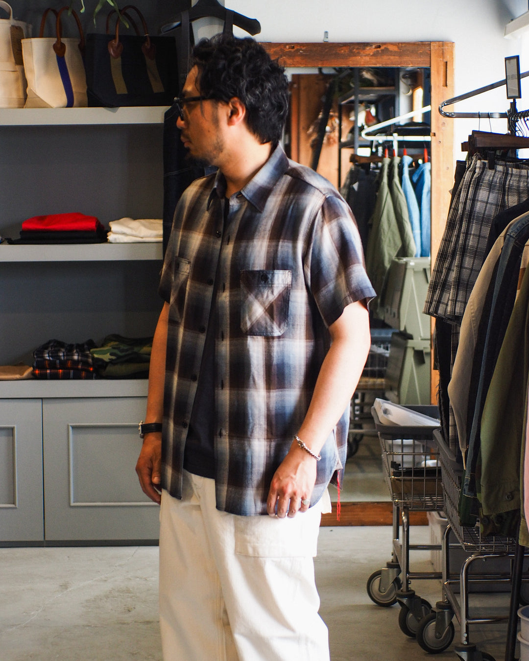 SUGAR CANE SC39726 RAYON TWILL CHECK WORK SHIRT Black