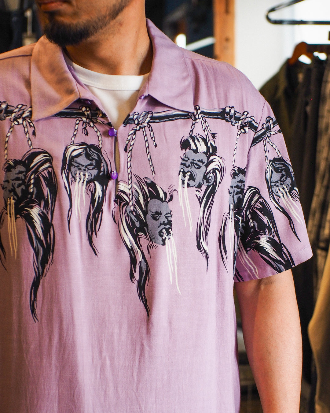 STAR OF HOLLYWOOD SH39704 / HOPSACK RAYON PULLOVER “SHRUNKEN HEAD” PURPLE
