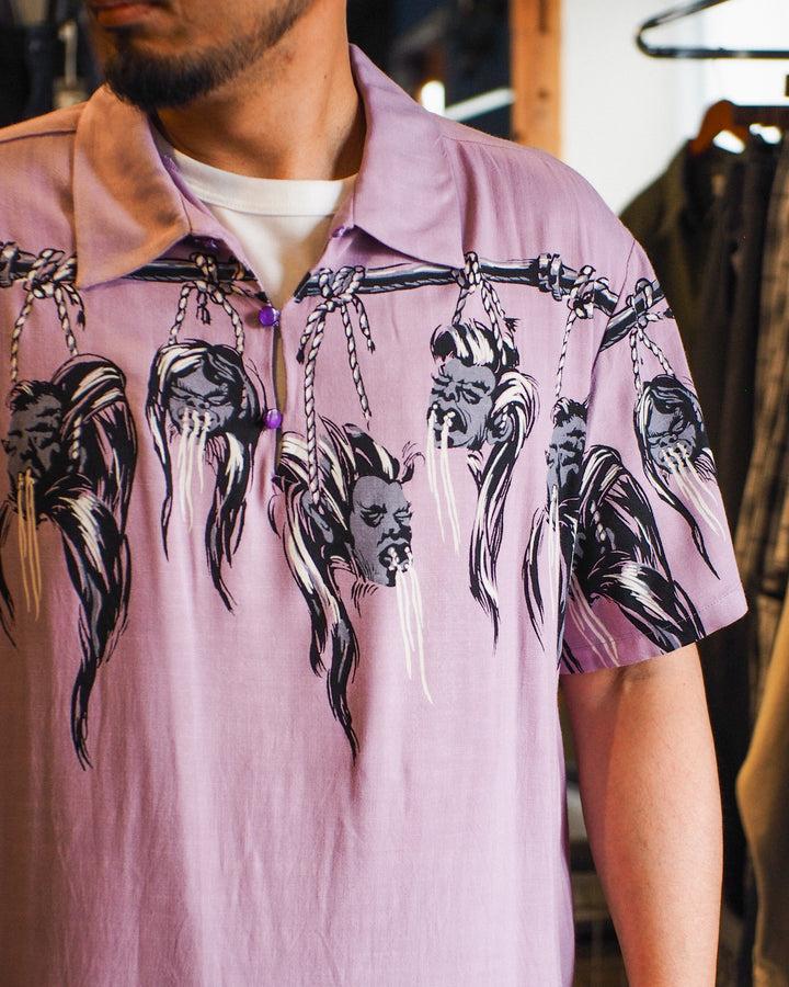 STAR OF HOLLYWOOD SH39704 / HOPSACK RAYON PULLOVER “SHRUNKEN HEAD” PURPLE