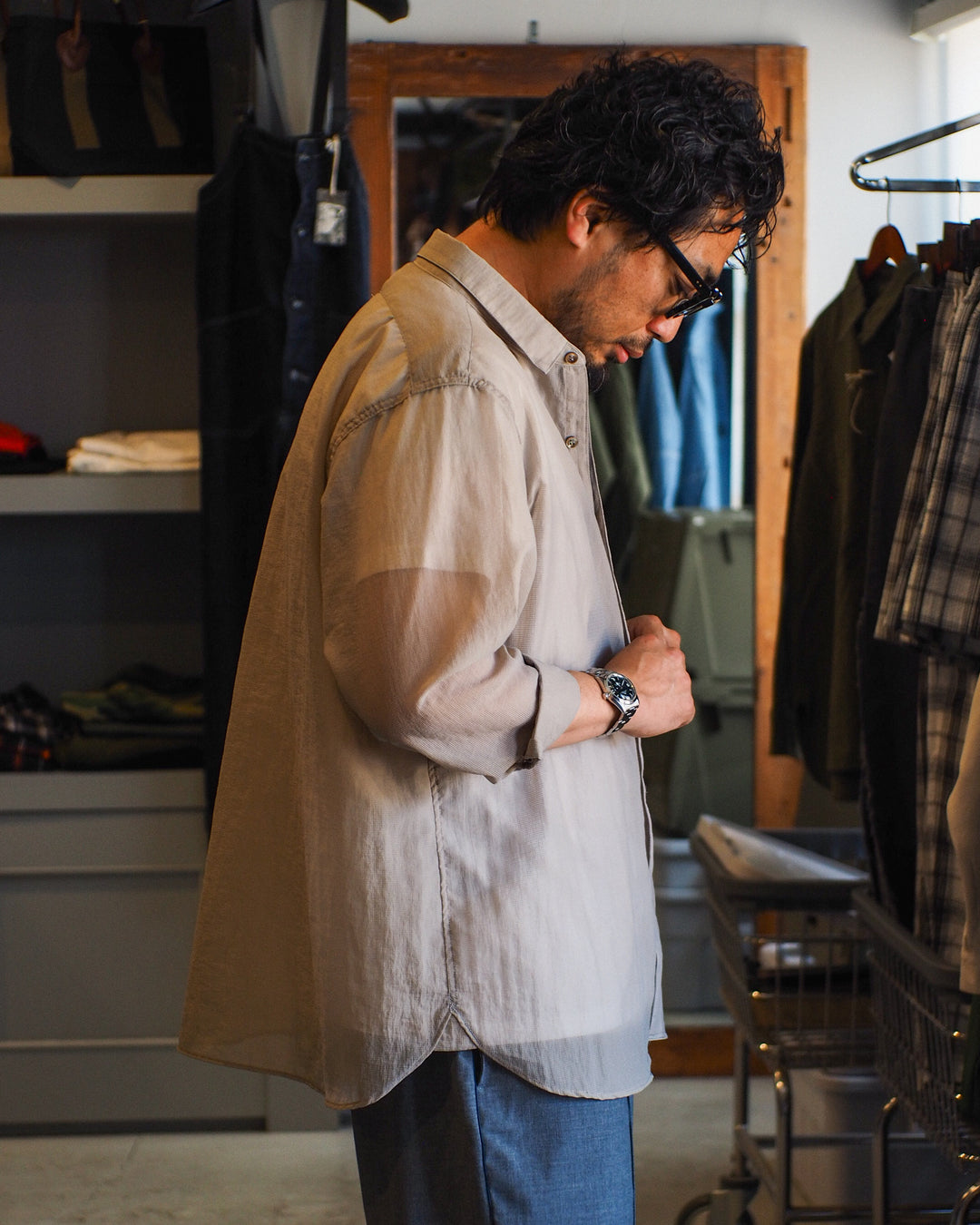 melple Logan Sheer Shirt Sand