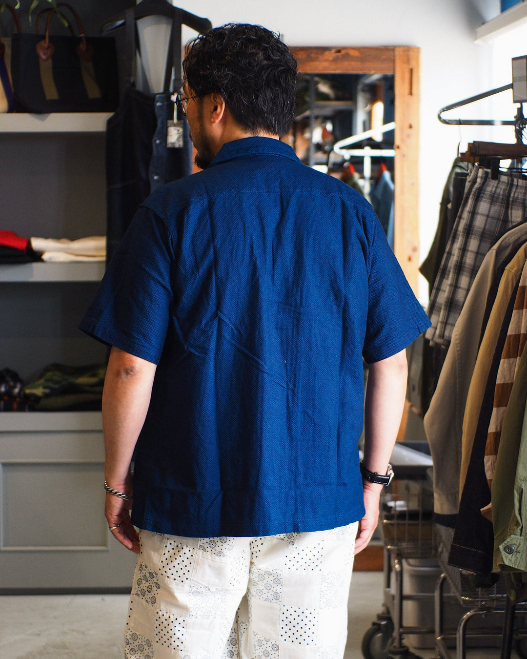 FOB factory F3500 INDIGO HOLIDAY SHIRT SASHIKO