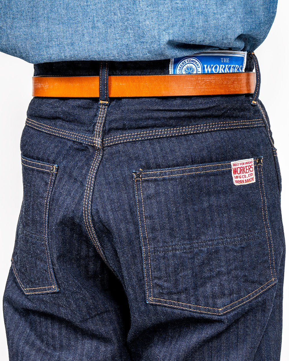 WORKERS ワーカーズ Lot 815 Work Pants, 12 oz, Grey Back Indigo Herringbone