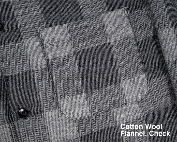 WORKERS ワーカーズ Open Collar Shirt, Cotton Wool Flannel, Check