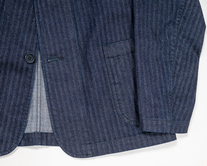 WORKERS ワーカーズ Lounge Jacket, Indigo Herringbone