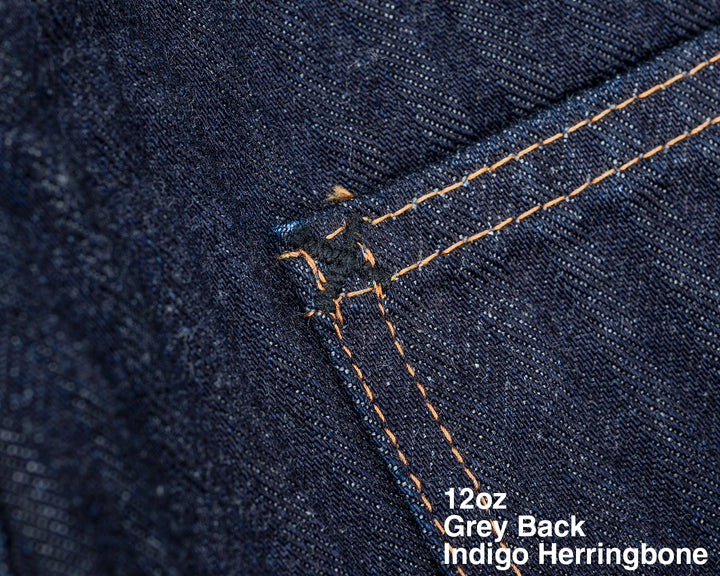 WORKERS ワーカーズ Lot 815 Work Pants, 12 oz, Grey Back Indigo Herringbone