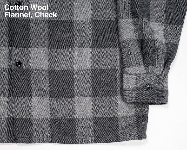 WORKERS ワーカーズ Open Collar Shirt, Cotton Wool Flannel, Check