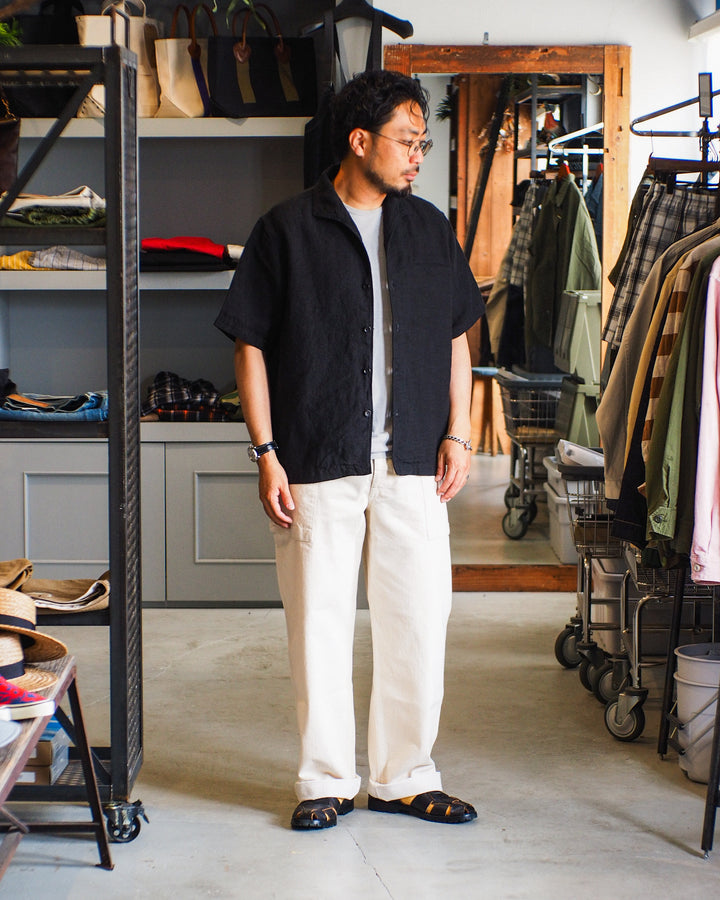 COLIMBO ZB-0305 Bisbee Drifter Shirt S/S -Heavy Weight Linen- Black