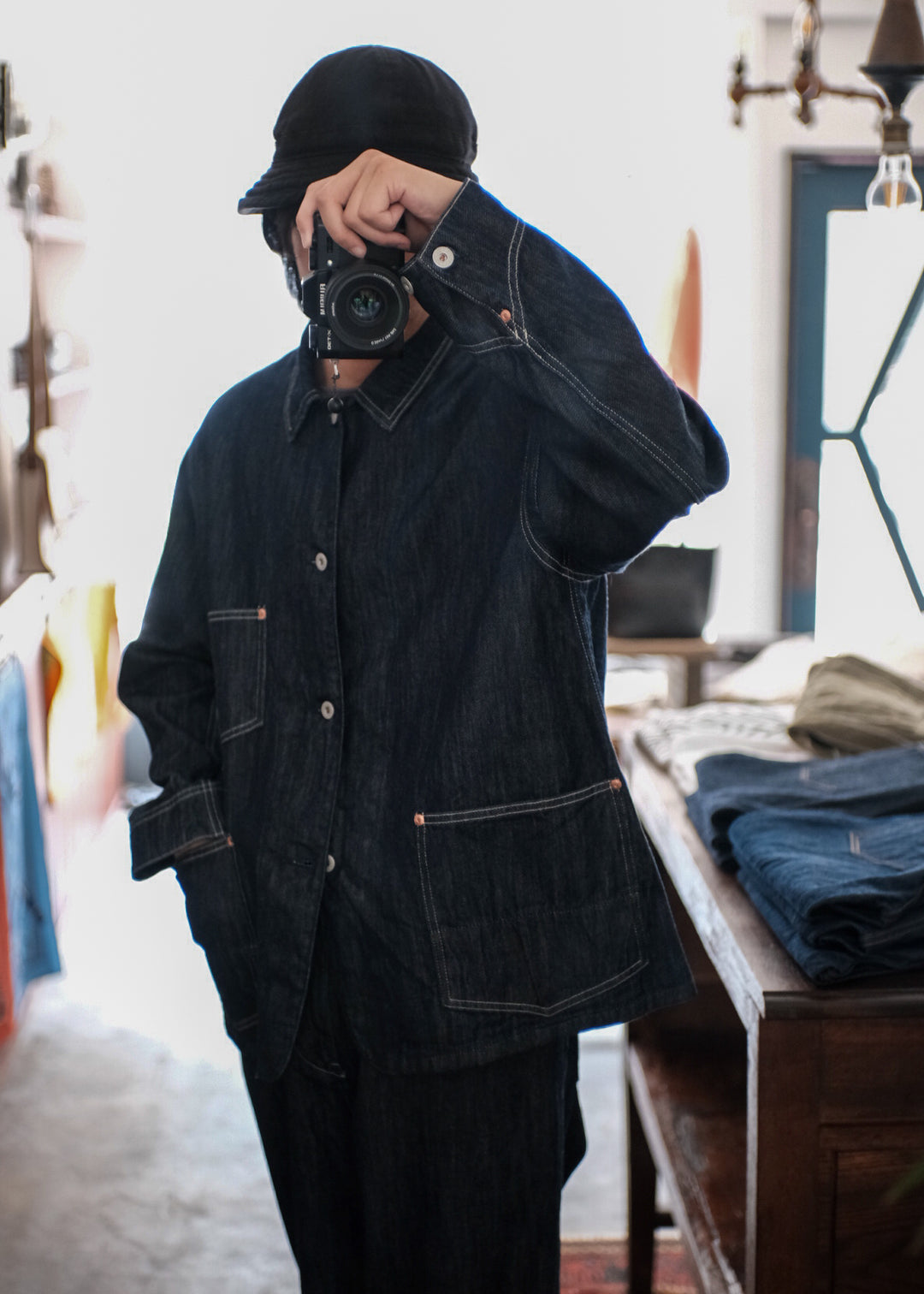 【PATHLOW】H.UNIT Denim coveralls (One wash)