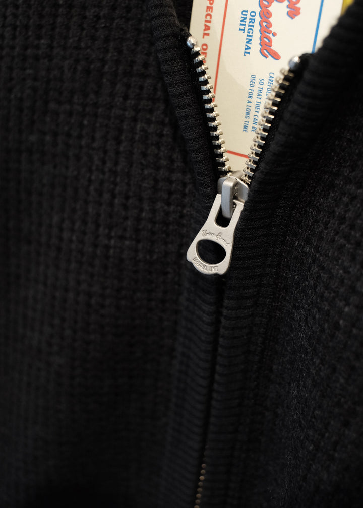 【PATHLOW】Unison Special ユニゾンスペシャル WOOL WAFFLE ZIP CARDIGAN BLACK