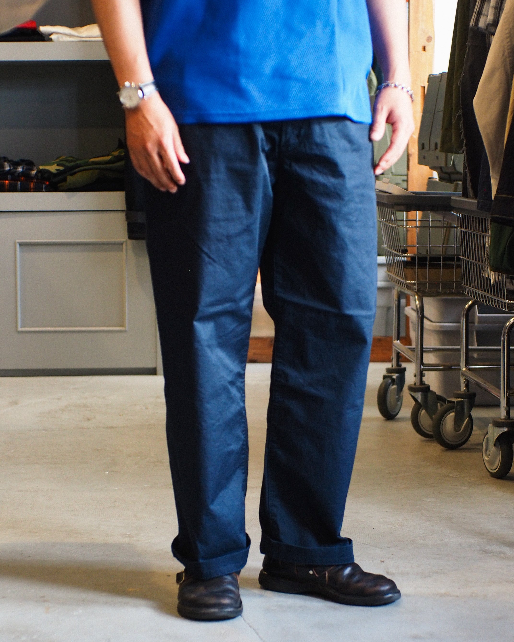 FOB FACTORY F0549 Stretch Twill Easy Pants Navy｜ストレッチツイル