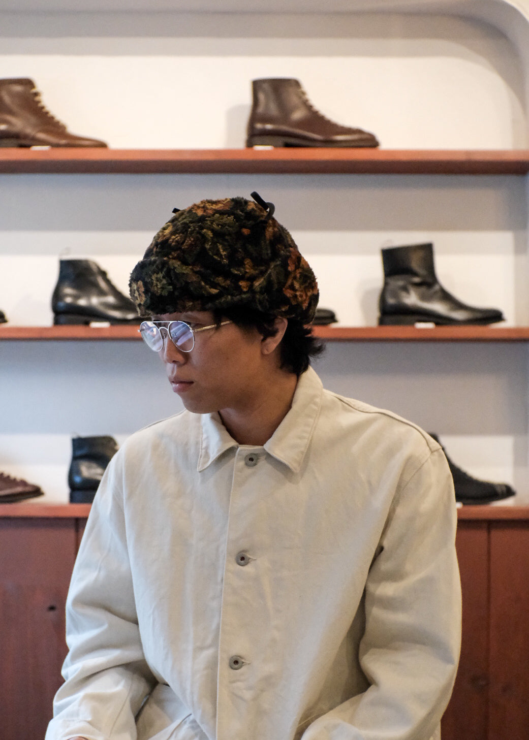 【PATHLOW】cableami FLOWER Print Fleece AVIATOR