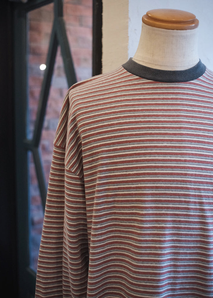 【PATHLOW】Unison Special GIANT AGED BORDER L/S TEE BURGUNDY