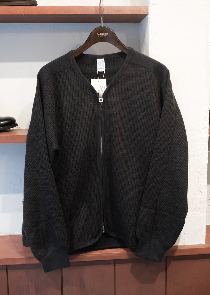 【PATHLOW】Unison Special ユニゾンスペシャル WOOL WAFFLE ZIP CARDIGAN BLACK