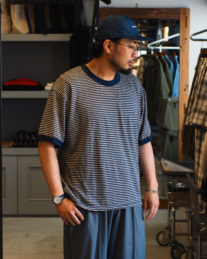 melple Seaview Linen Ringer S/S Navy