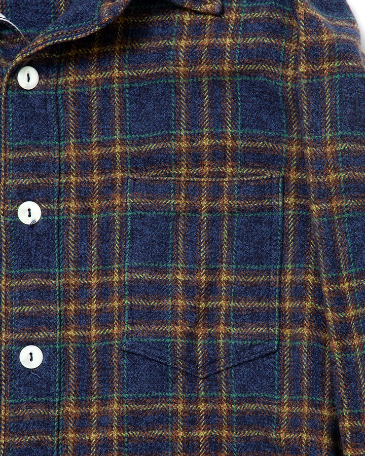 CORONA コロナ CS001 NAVY 1POCKET SHIRT / Navy × Green