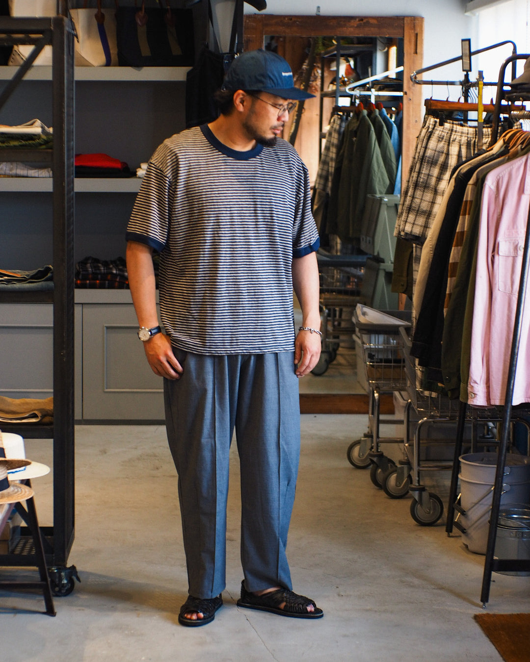 melple Seaview Linen Ringer S/S Navy