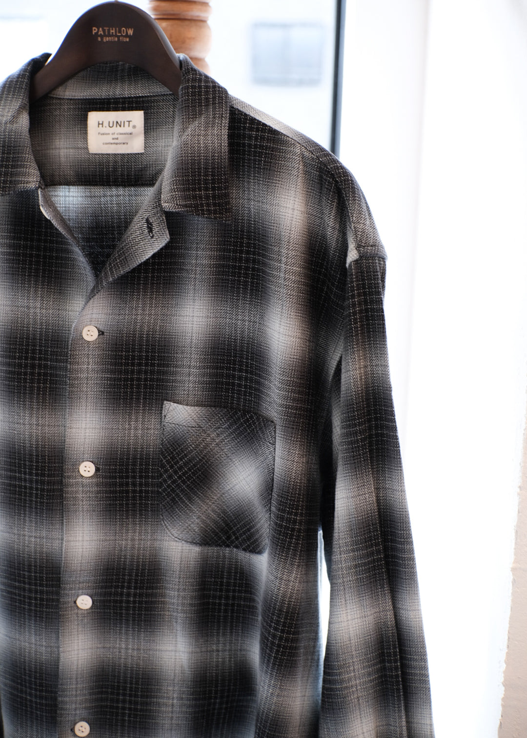 【PATHLOW】H.UNIT エイチ ユニット Indigo check shirt BLACK