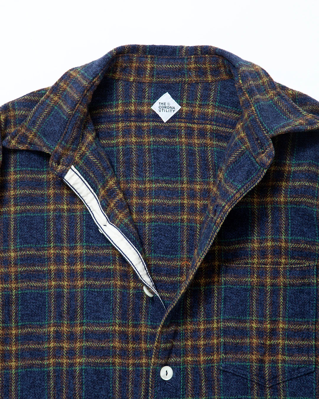 CORONA コロナ CS001 NAVY 1POCKET SHIRT / Navy × Green