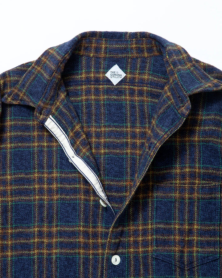 CORONA コロナ CS001 NAVY 1POCKET SHIRT / Navy × Green