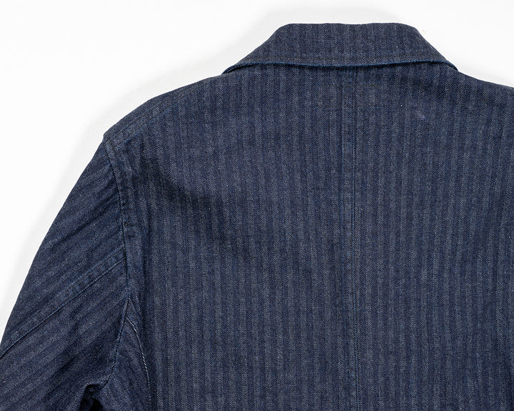 WORKERS ワーカーズ Lounge Jacket, Indigo Herringbone