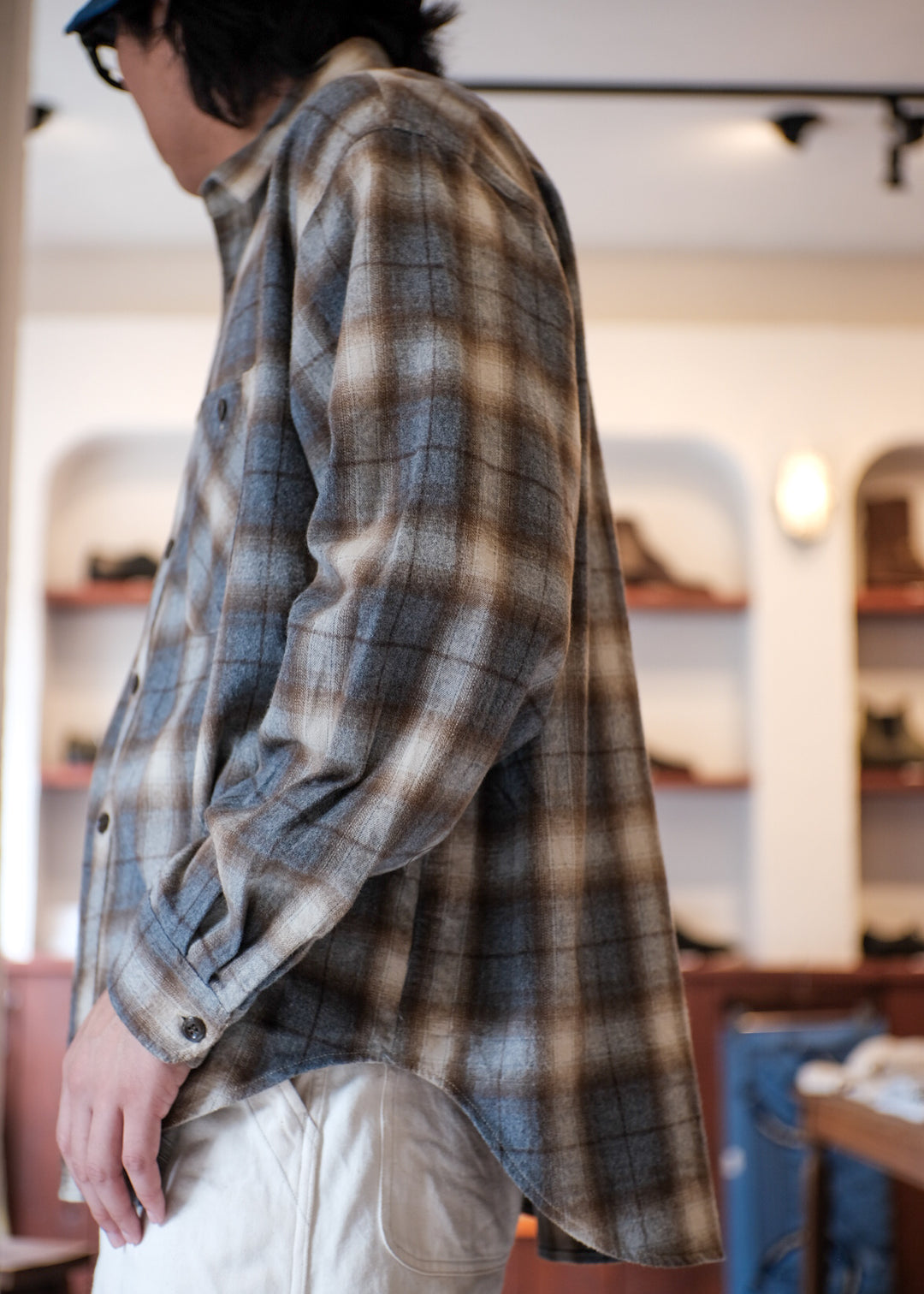 【PATHLOW】H.UNIT エイチ ユニット Shaggy check work shirt BEIGE