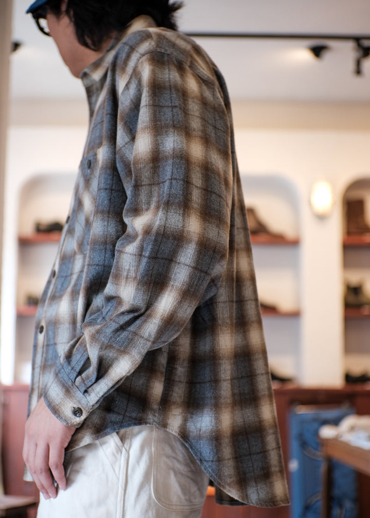 【PATHLOW】H.UNIT エイチ ユニット Shaggy check work shirt BEIGE