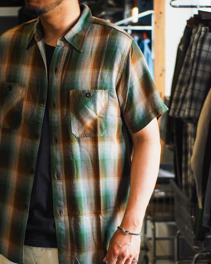 SUGAR CANE SC39726 RAYON TWILL CHECK WORK SHIRT Green