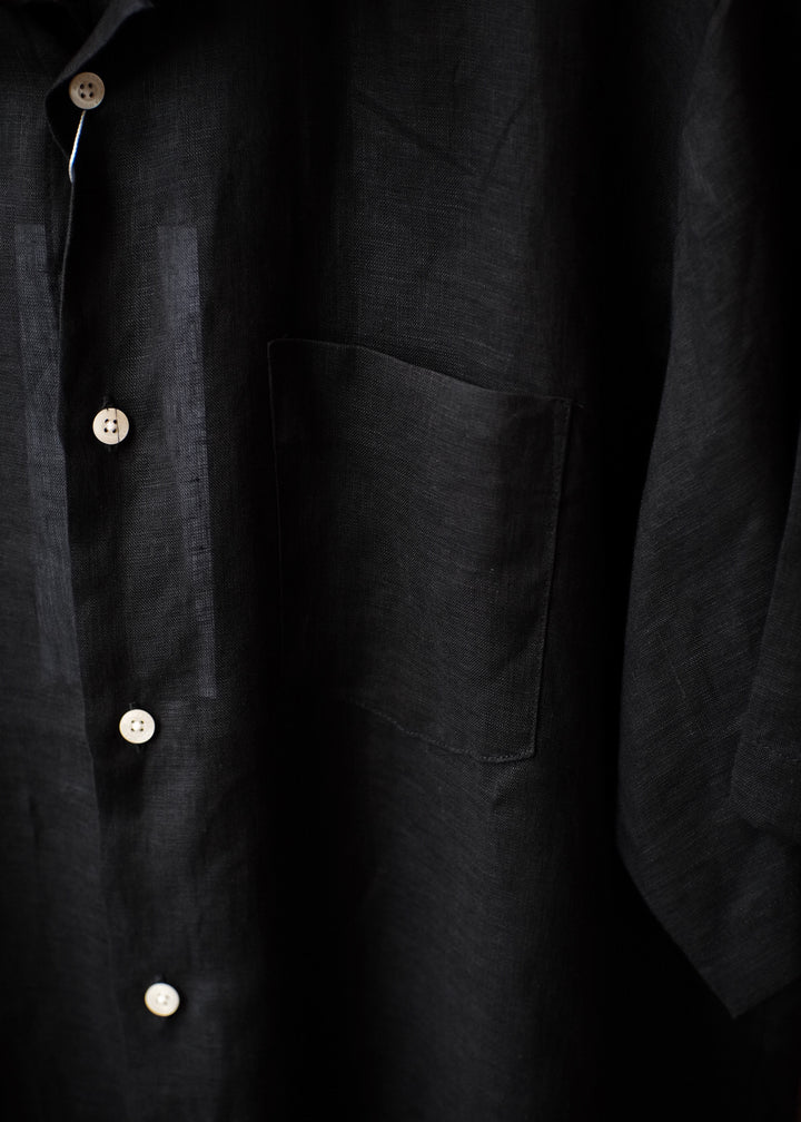 【PATHLOW】MANUAL ALPHABET 60/1 LINEN CANVAS LOOSE FIT R/C S/S SHIRTS