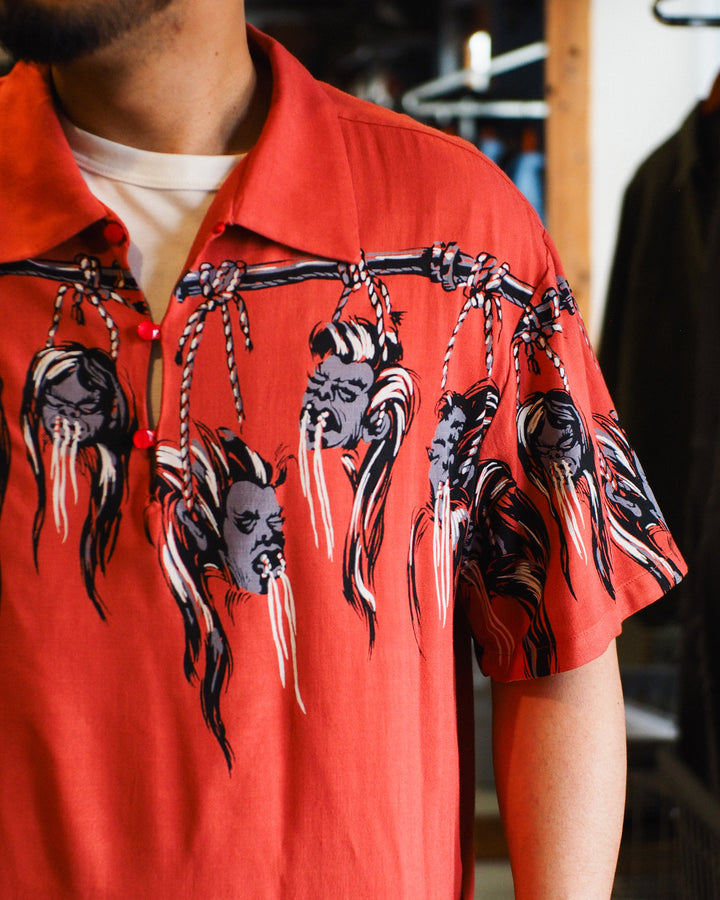 STAR OF HOLLYWOOD SH39704 / HOPSACK RAYON PULLOVER “SHRUNKEN HEAD” RED
