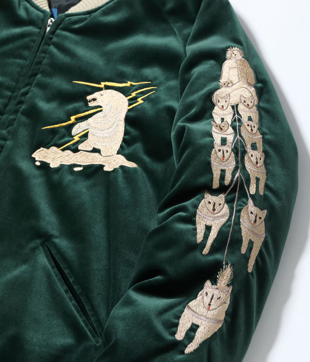 TAILOR TOYO テーラー東洋 TT15974-145 Late 1950s Style Velveteen Souvenir Jacket “POLAR BEAR” × “ALASKA MAP”