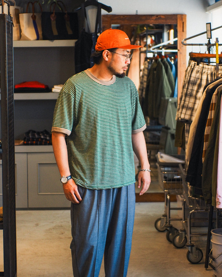 melple Seaview Linen Ringer S/S Green
