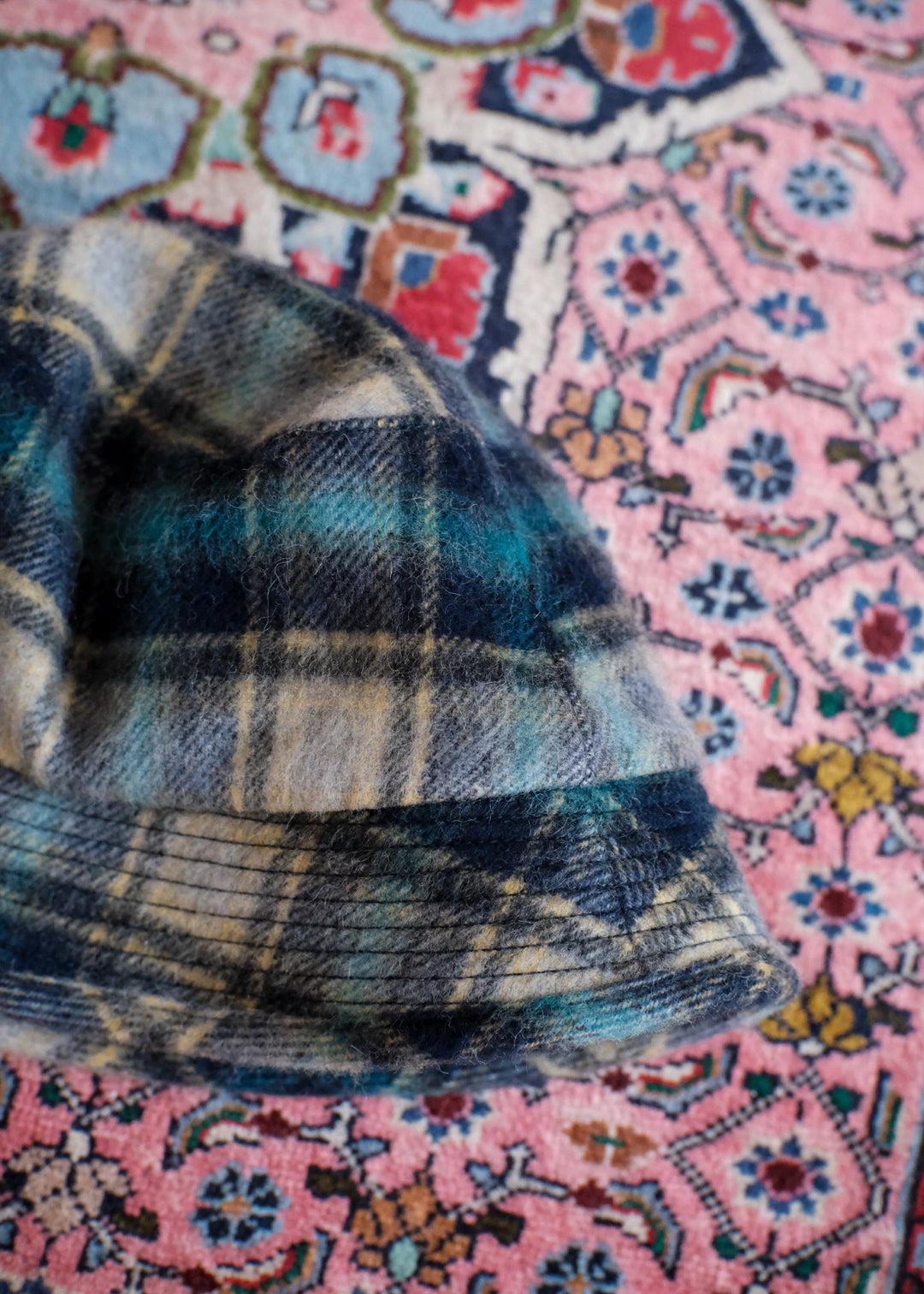【PATHLOW】cableami Wool Shaggy Check BUCKET HAT