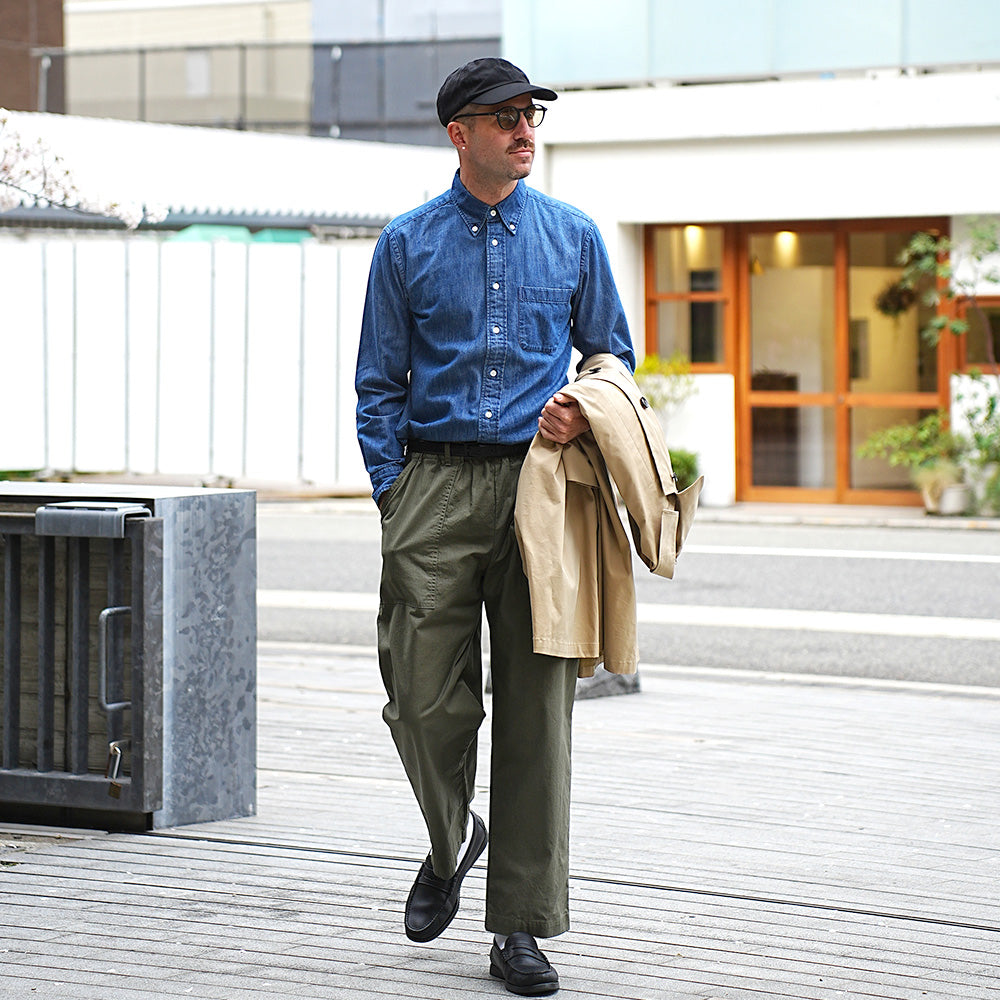【PATHLOW】MANUAL ALPHABET 6oz DENIM BD SHT/Bulging Fit