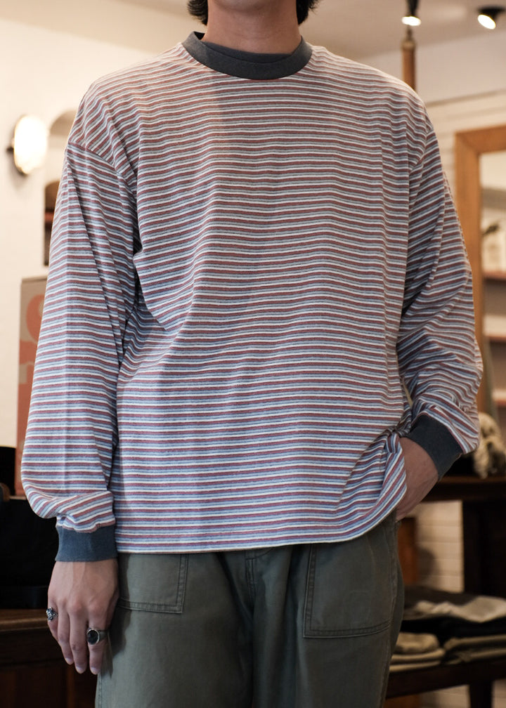 【PATHLOW】Unison Special GIANT AGED BORDER L/S TEE BURGUNDY