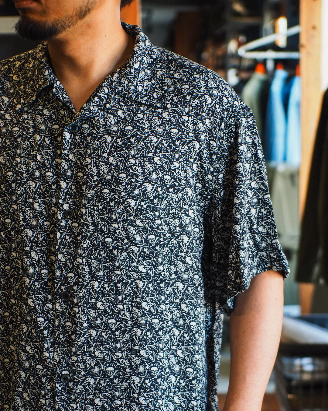 TOWN CRAFT PRINTED LOOP COLLAR SS SHIRT Skull