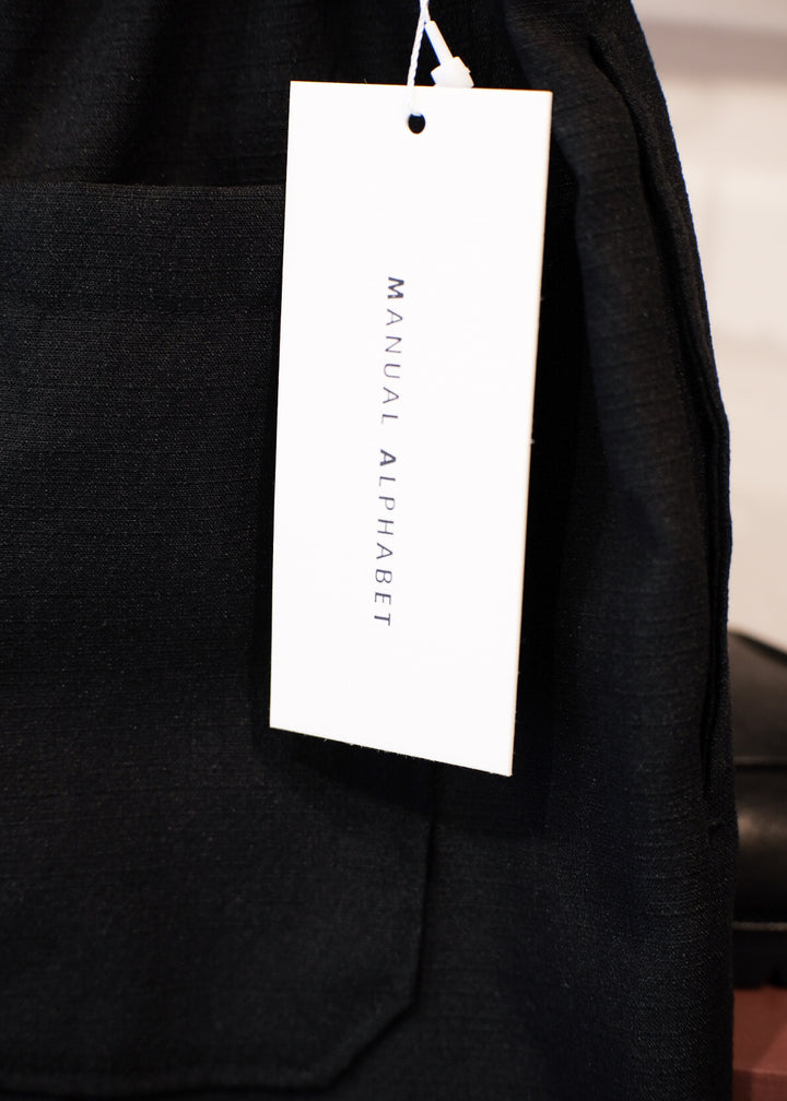 【PATHLOW】MANUAL ALPHABET RICH BUTCHER WIDE EASY PANTS BLACK