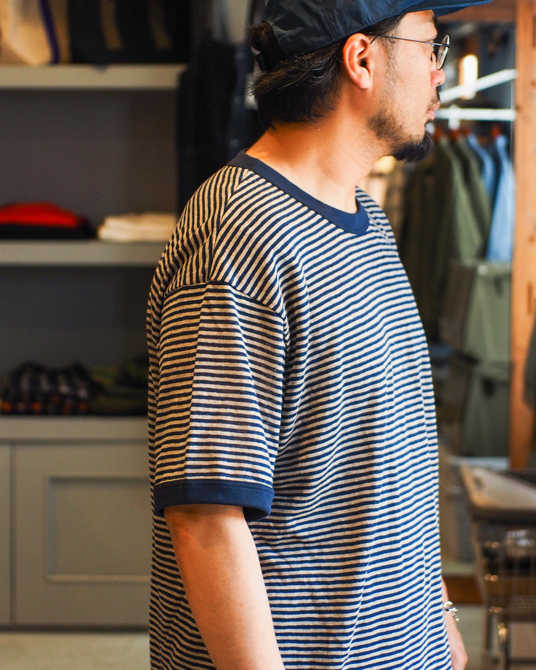 melple Seaview Linen Ringer S/S Navy