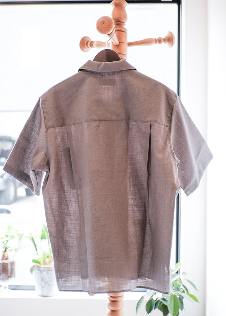 【PATHLOW】MANUAL ALPHABET RICH BUTCHER S/S OPEN COLLAR SHIRTS GREY