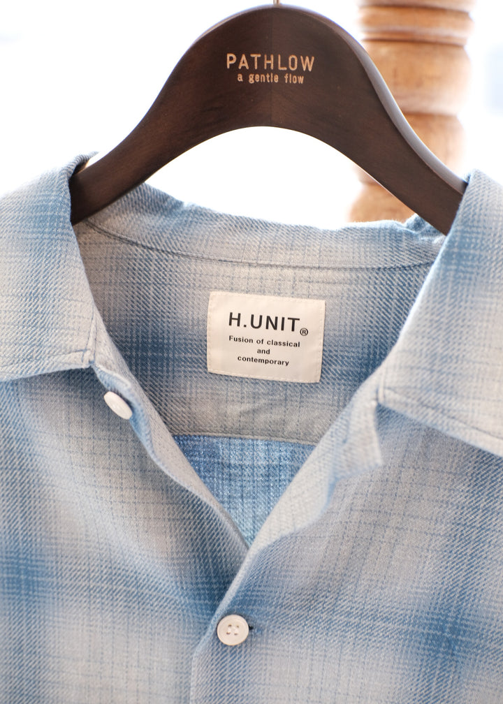 【PATHLOW】H.UNIT エイチ ユニット Indigo check shirt BLUE