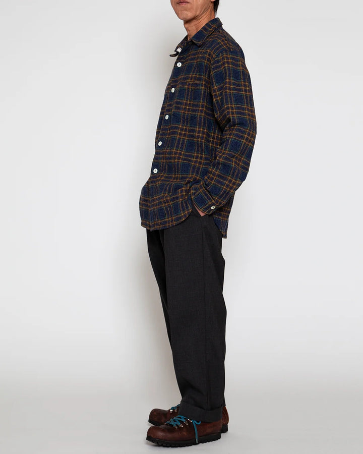 CORONA コロナ CS001 NAVY 1POCKET SHIRT / Navy × Green