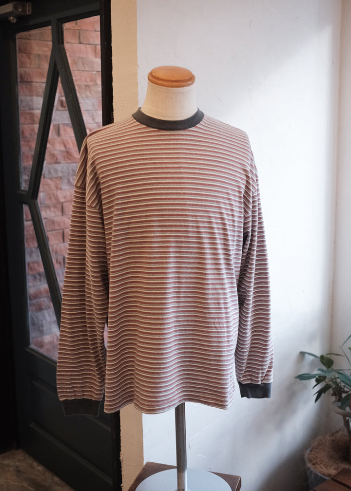 【PATHLOW】Unison Special GIANT AGED BORDER L/S TEE BURGUNDY