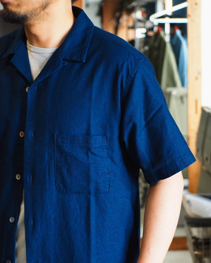 FOB factory F3500 INDIGO HOLIDAY SHIRT SASHIKO