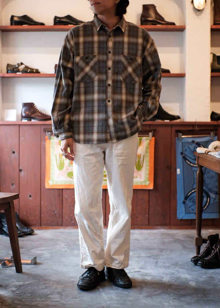 【PATHLOW】H.UNIT エイチ ユニット Shaggy check work shirt BEIGE