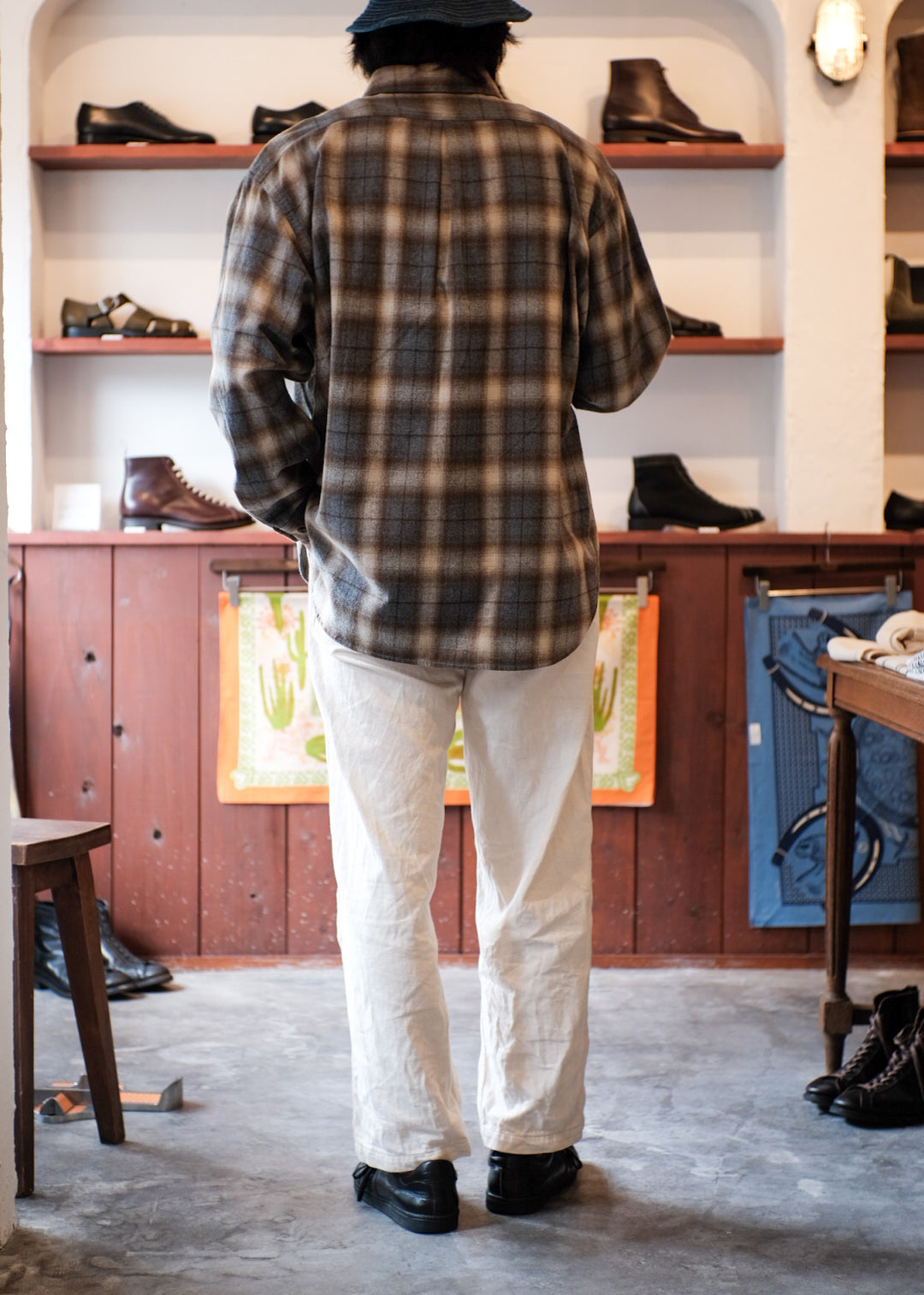【PATHLOW】H.UNIT エイチ ユニット Shaggy check work shirt BEIGE
