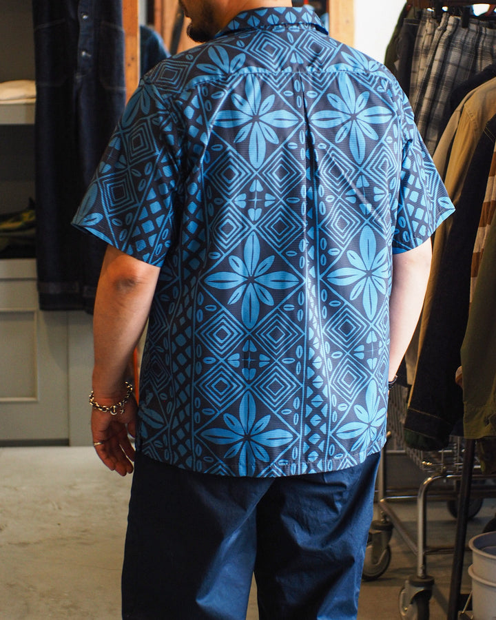 CORONA CS097 - FRENCH CAFE SHIRT S/S / Charcoal Grey × Blue