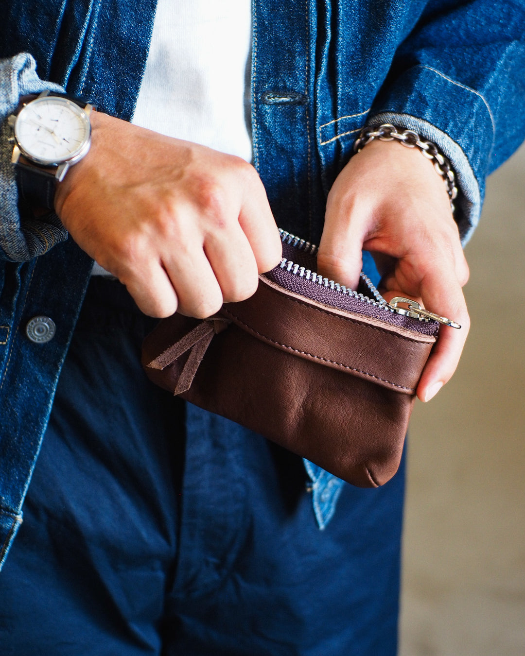 Mr.OLDMAN Leather Zip Pouch