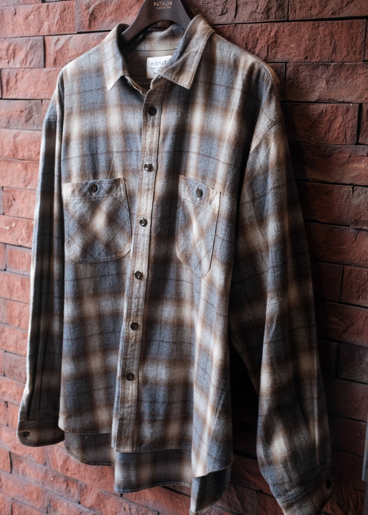 【PATHLOW】H.UNIT エイチ ユニット Shaggy check work shirt BEIGE