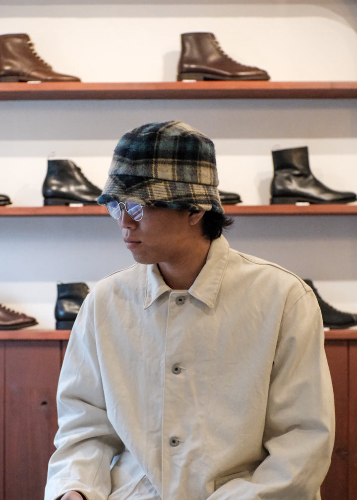 【PATHLOW】cableami Wool Shaggy Check BUCKET HAT